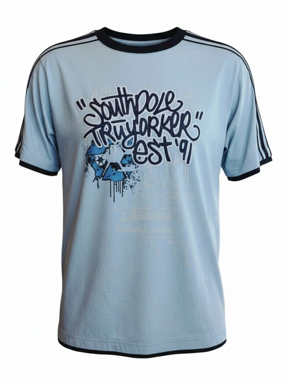 Vintage SouthPole Embroidered TRU Yorker Oversized Y2K Graphic T Shirt Size Lrg